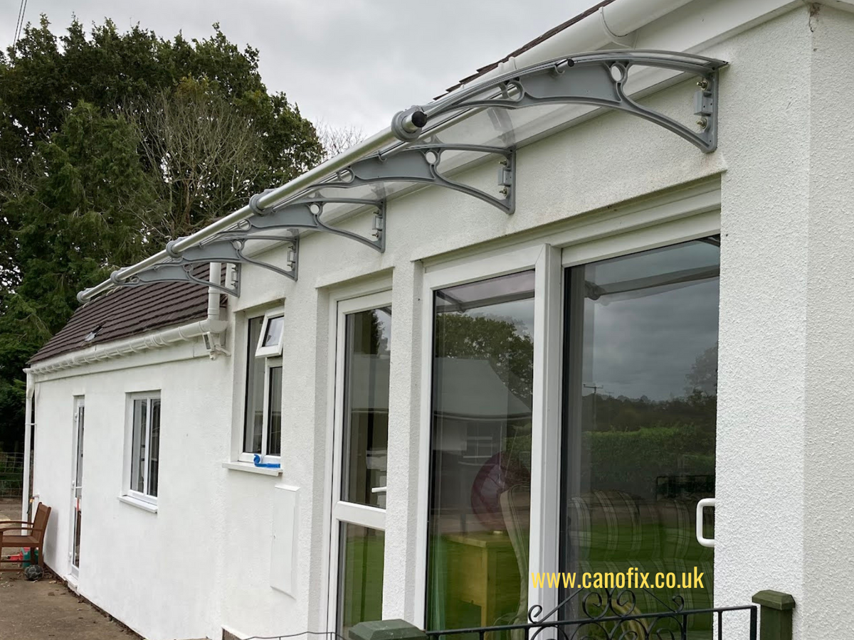CANOFIX Polycarbonate Canopy 1000x5000mm (Grey Bracket / Clear Sheet ...