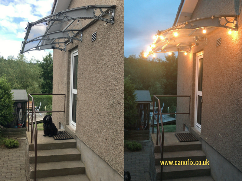 An amazing idea to light up your front door using Canofix Canopy and lights