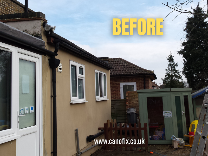 Before and After, the Canofix canopy for windows.