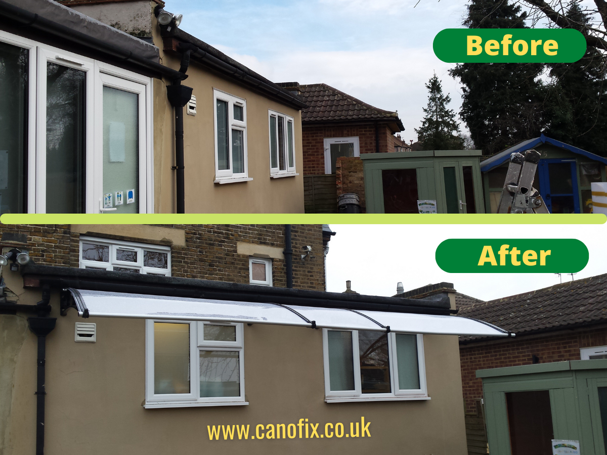 Before & After CANOFIX Polycarbonate Canopy Installation – Canofix Door ...