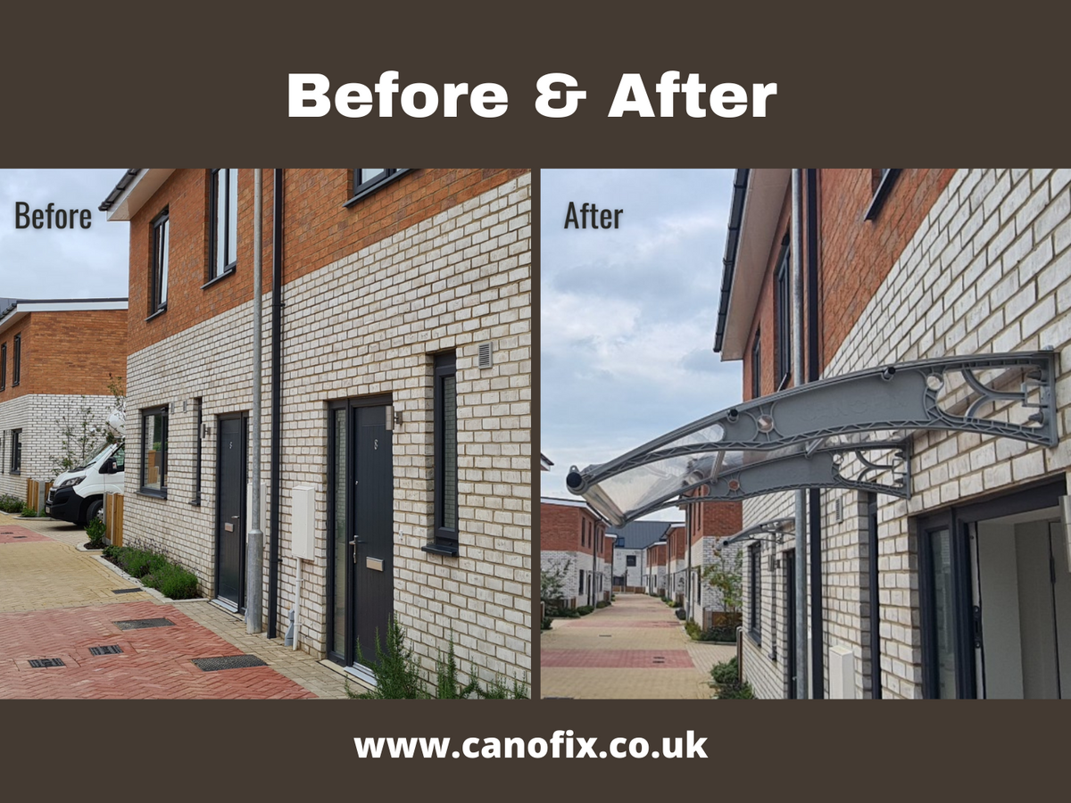 Before & After CANOFIX Polycarbonate Canopy. – Canofix Door Canopy