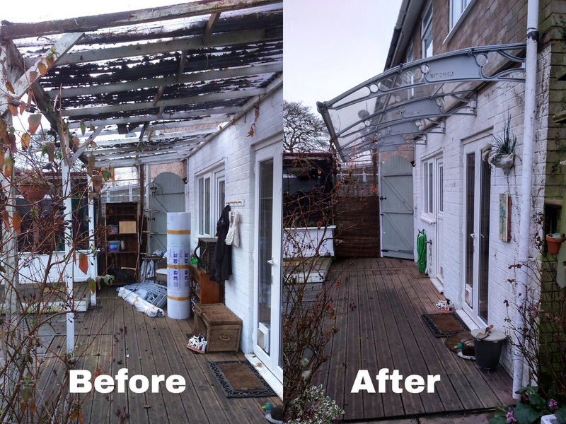 Before & After CANOFIX Polycarbonate Canopy.