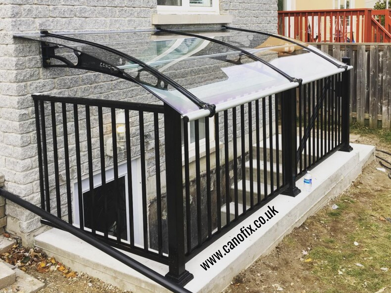 CANOFIX Polycarbonate Canopy Installed on the Stairs Going Down To The Basement.
