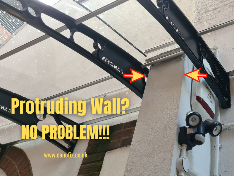 Can't you install a canopy because of the protruding wall?